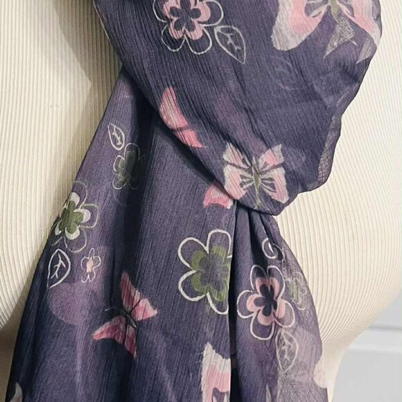 NWT Handmade Scarf by Sana – Lavender Butterflies Design - Picture 13 of 14